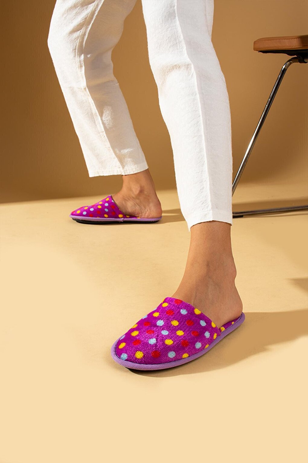 Warm Lining Polka Dot Comfortable Mold Women's Home Slippers BNK355