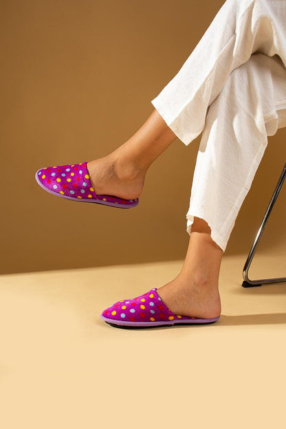 Warm Lining Polka Dot Comfortable Mold Women's Home Slippers BNK355