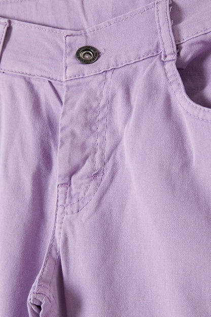 Lilac Flare Slit Butterfly Embroidered Girl's Trousers 16212