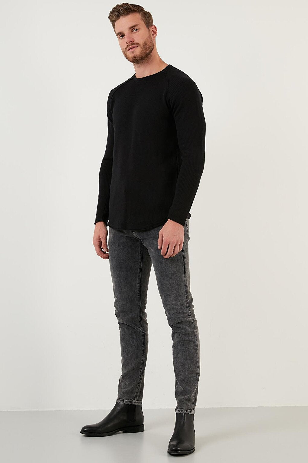 Regular Fit Crew Neck Cotton Sweater 6353420