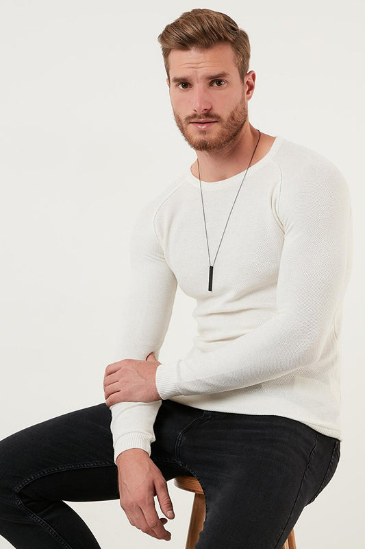 Slim Fit Crew Neck Cotton Knitwear Sweater 6353418