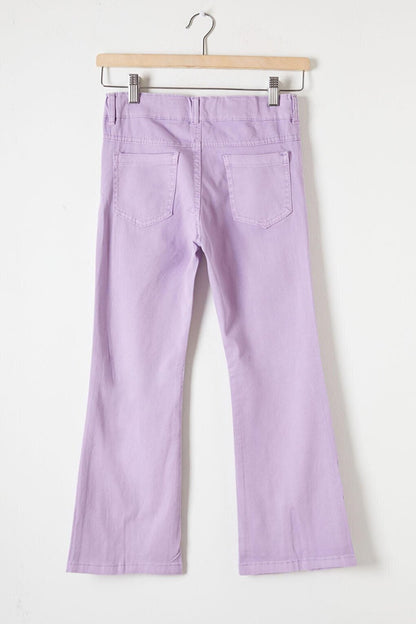 Lilac Flare Slit Butterfly Embroidered Girl's Trousers 16212