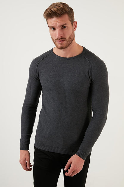 Slim Fit Crew Neck Cotton Knitwear Sweater 6353418