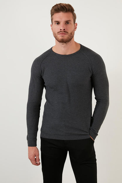 Slim Fit Crew Neck Cotton Knitwear Sweater 6353418