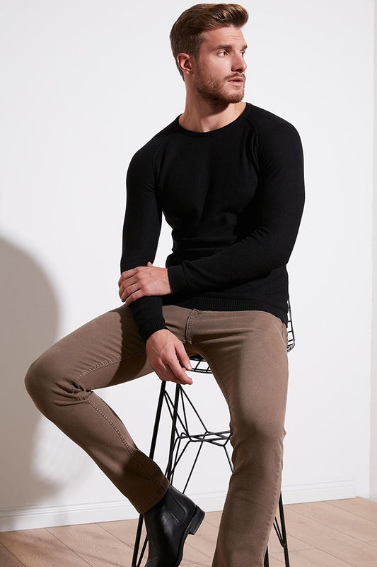 Slim Fit Crew Neck Cotton Knitwear Sweater 6353418