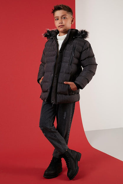 Winter Coat with Plush Lining Removable Hooded Pocket 5760024