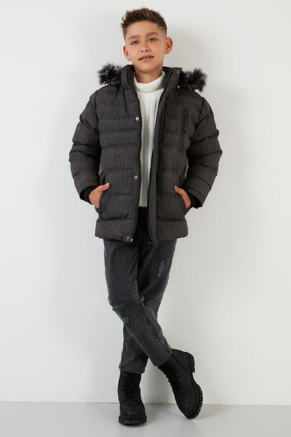 Winter Coat with Plush Lining Removable Hooded Pocket 5760024