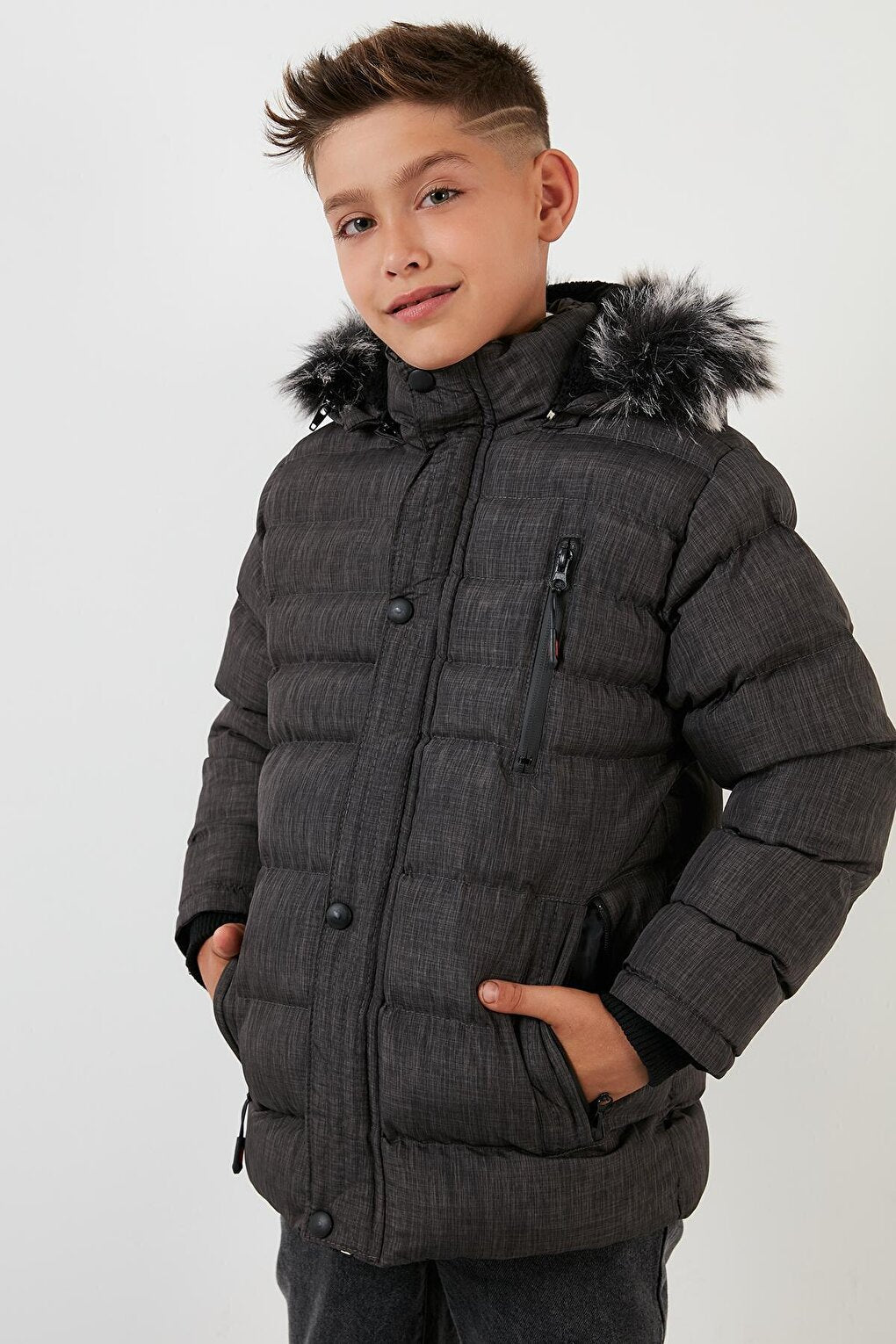 Winter Coat with Plush Lining Removable Hooded Pocket 5760024