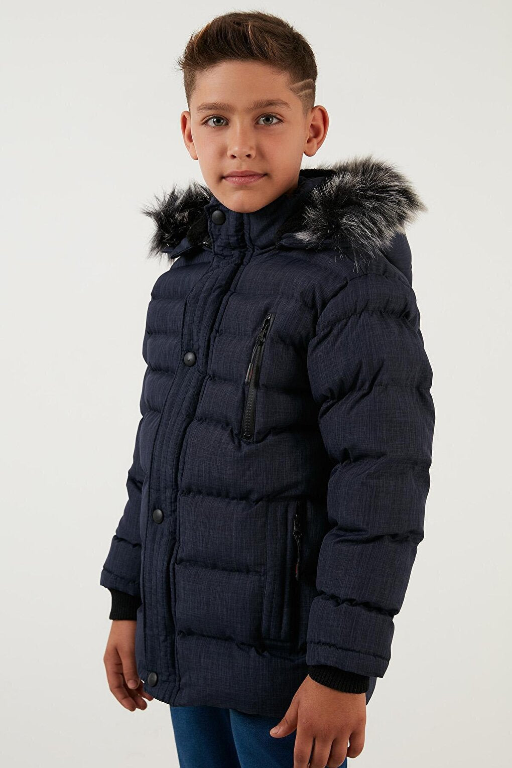 Plush Lined Removable Hooded Winter Coat with Pockets 5760024