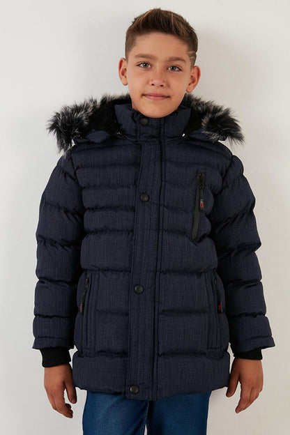 Plush Lined Removable Hooded Winter Coat with Pockets 5760024