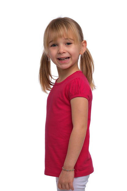 Dark Fuchsia Girl's Short Sleeve Basic T-Shirt