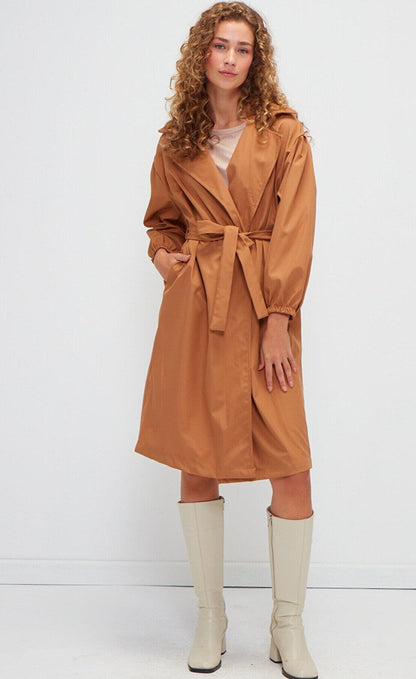 Jacket Collar Plain Long Sleeve Women's Trench Coat