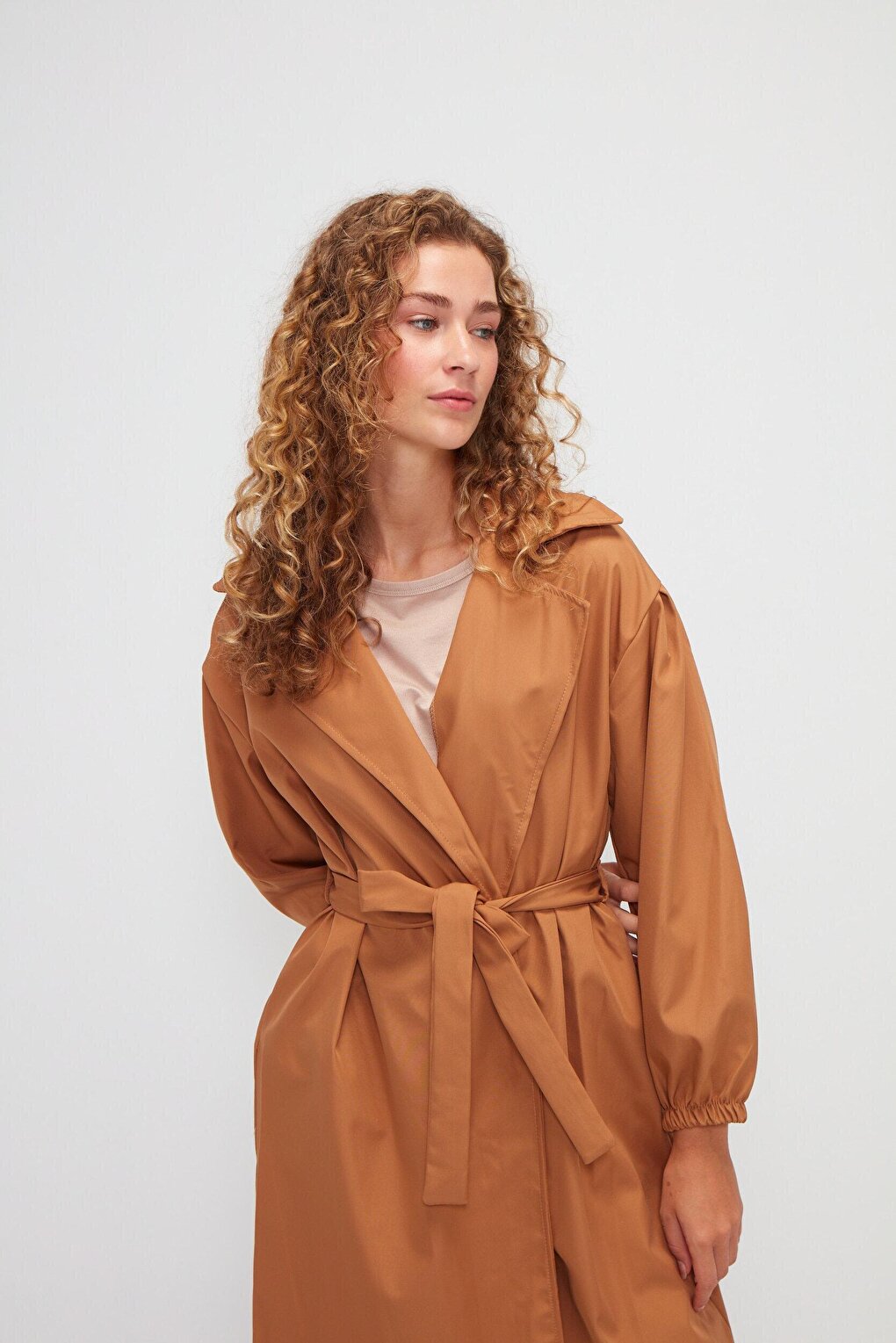 Jacket Collar Plain Long Sleeve Women's Trench Coat