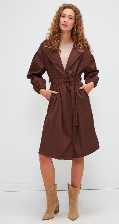 Jacket Collar Plain Long Sleeve Women's Trench Coat