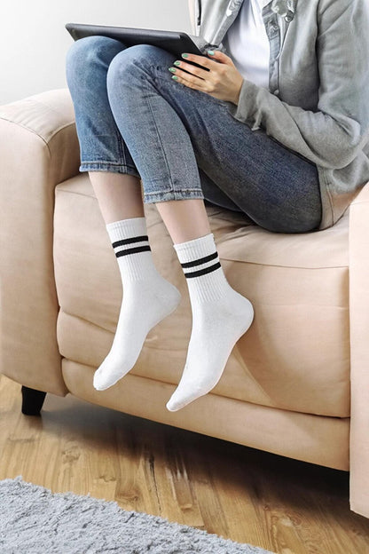 Striped Tennis Socks College Socks Unisex 2 Pieces