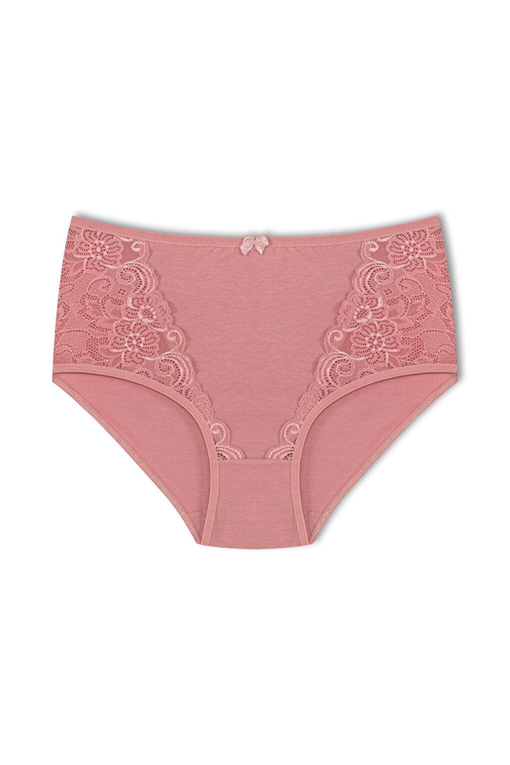 Cotton Front Lace Detail High Waist Plus Size Women's Panties 3-Piece