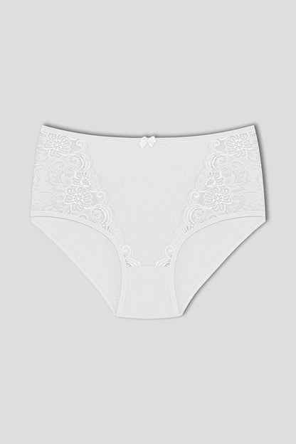 Cotton Front Lace Detail High Waist Plus Size Women's Panties 3-Piece