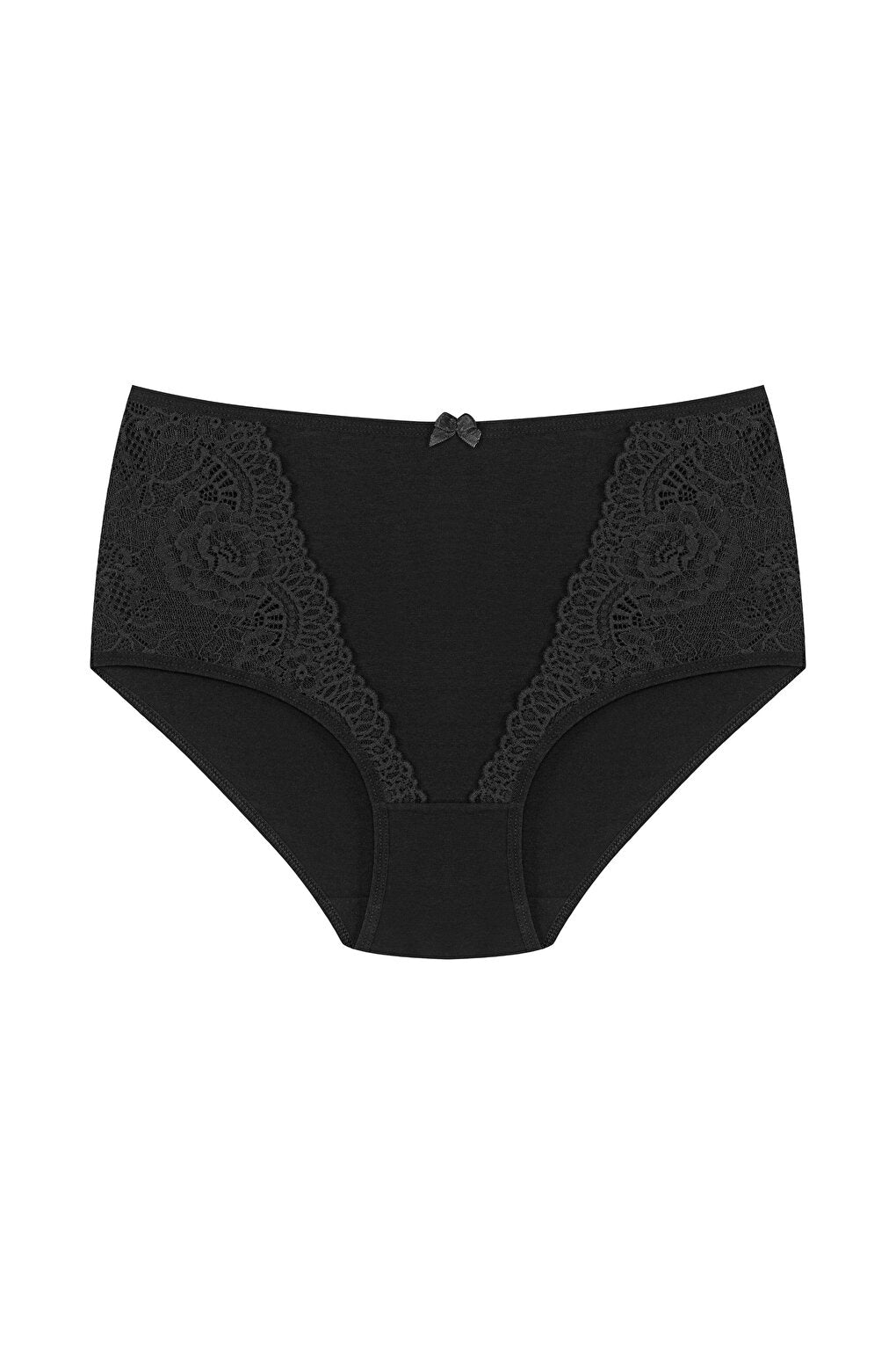 Cotton Front Lace Detail High Waist Plus Size Women's Panties 3-Piece