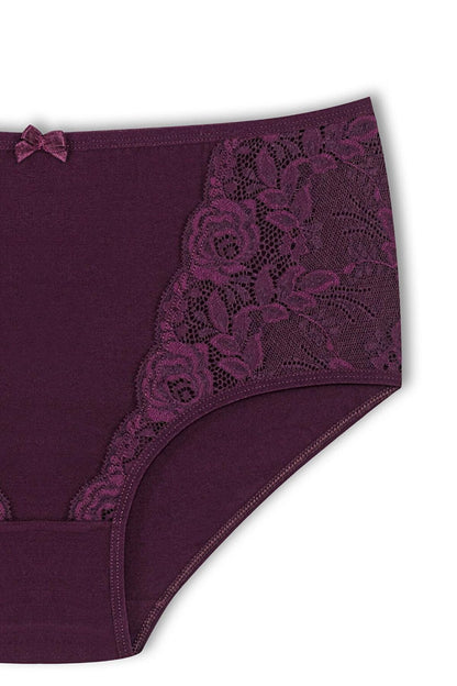 Cotton Front Lace Detail High Waist Plus Size Women's Panties 7-pack