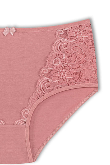 Cotton Front Lace Detail High Waist Plus Size Women's Panties 3-Piece