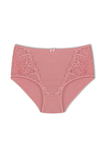 Cotton Front Lace Detail High Waist Plus Size Women's Panties 5-pack