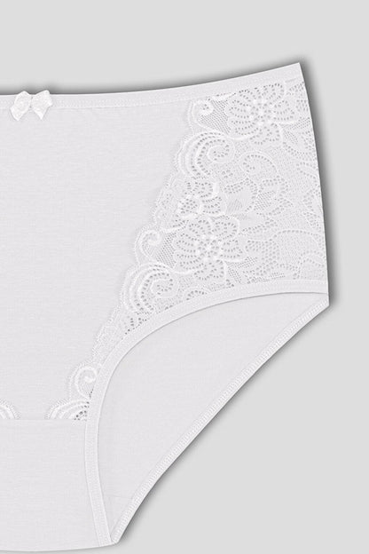 Cotton Front Lace Detail High Waist Plus Size Women's Panties 2-pack