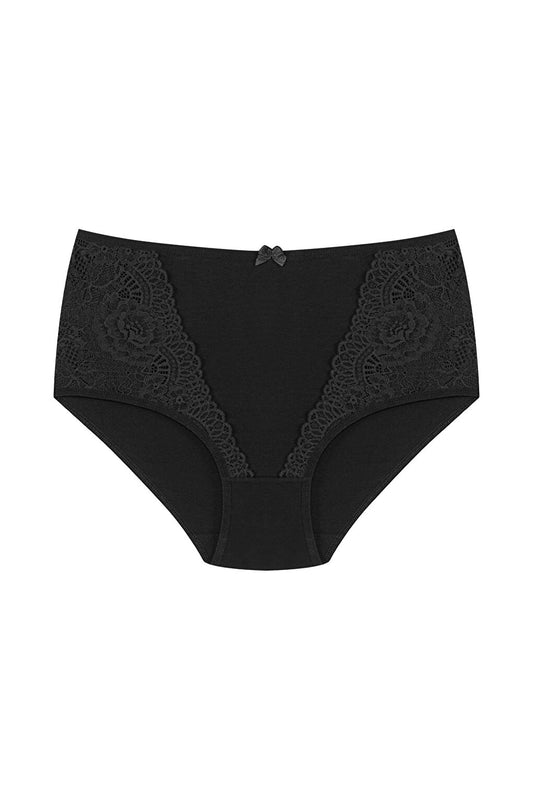 Cotton Front Lace Detail High Waist Plus Size Women's Panties