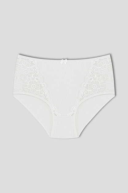 Cotton Front Lace Detail High Waist Plus Size Women's Panties