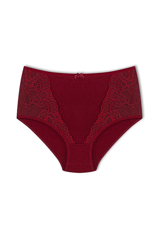 Cotton Front Lace Detail High Waist Plus Size Women's Panties