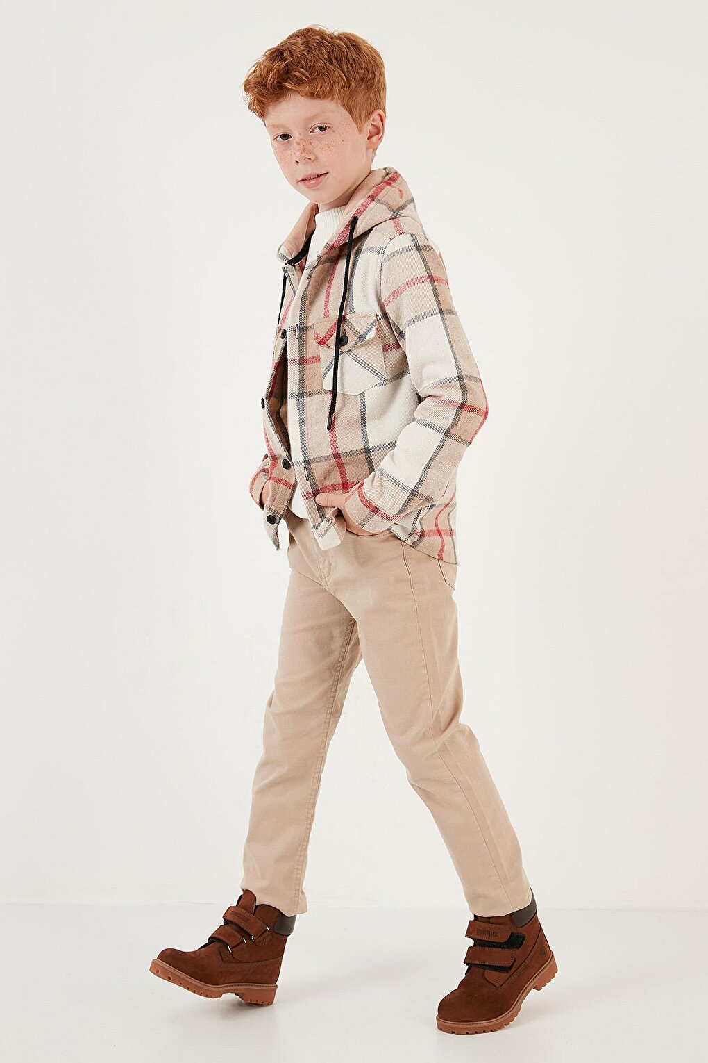 Hooded Pocketed Plaid Lumberjack Shirt CF24W81782