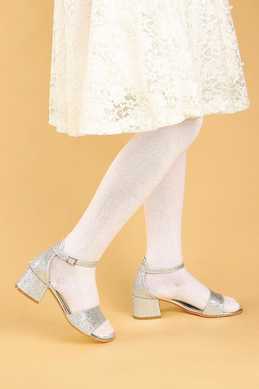 769 Sand Glitter Daily Girl's 4 Cm Heeled Sandals Shoes