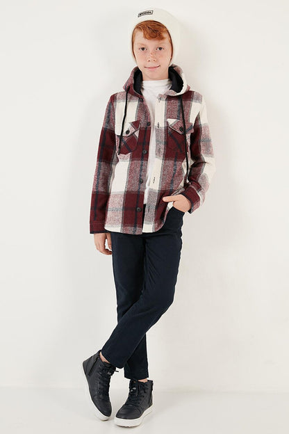 Hooded Pocketed Plaid Lumberjack Shirt CF24W81782