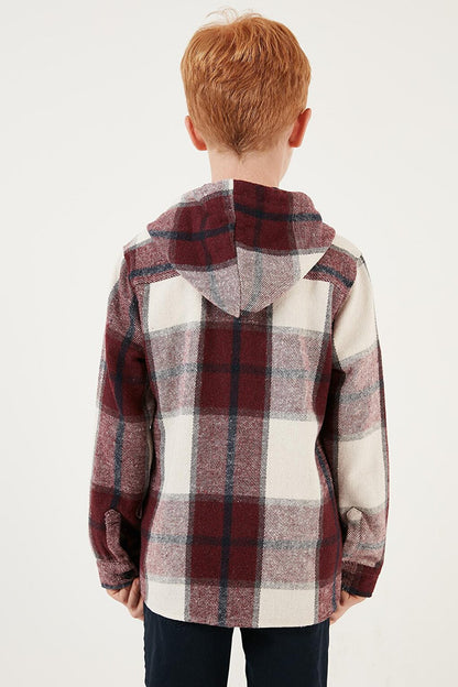 Hooded Pocketed Plaid Lumberjack Shirt CF24W81782