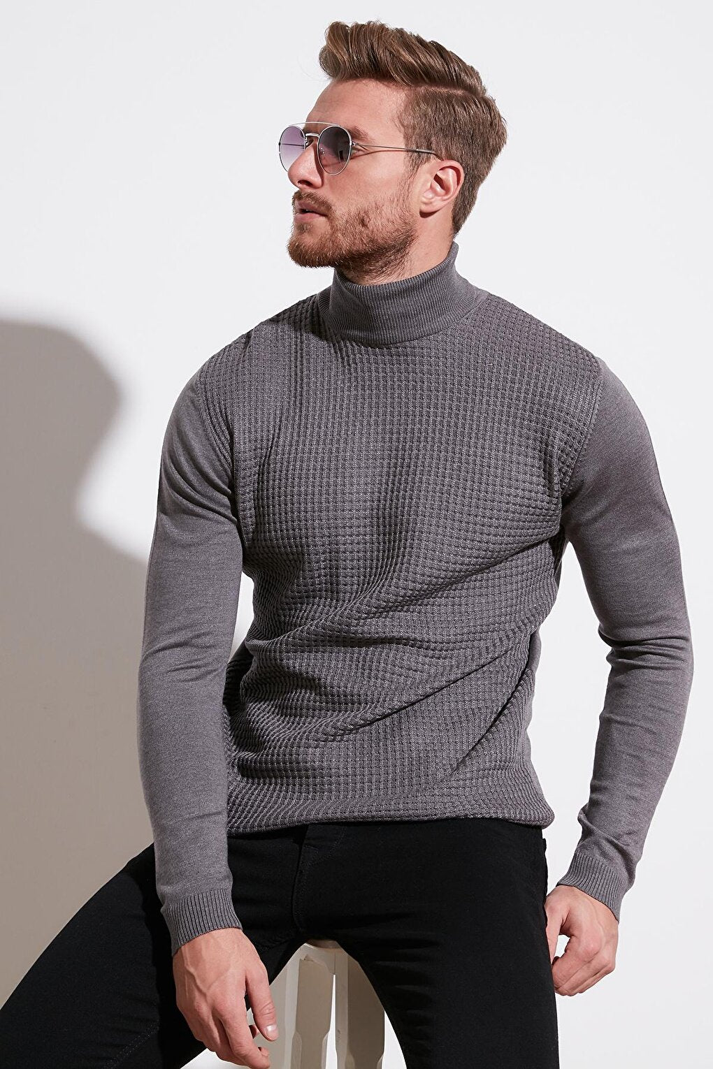 Regular Fit Turtleneck Cotton Knitwear Sweater 6353462