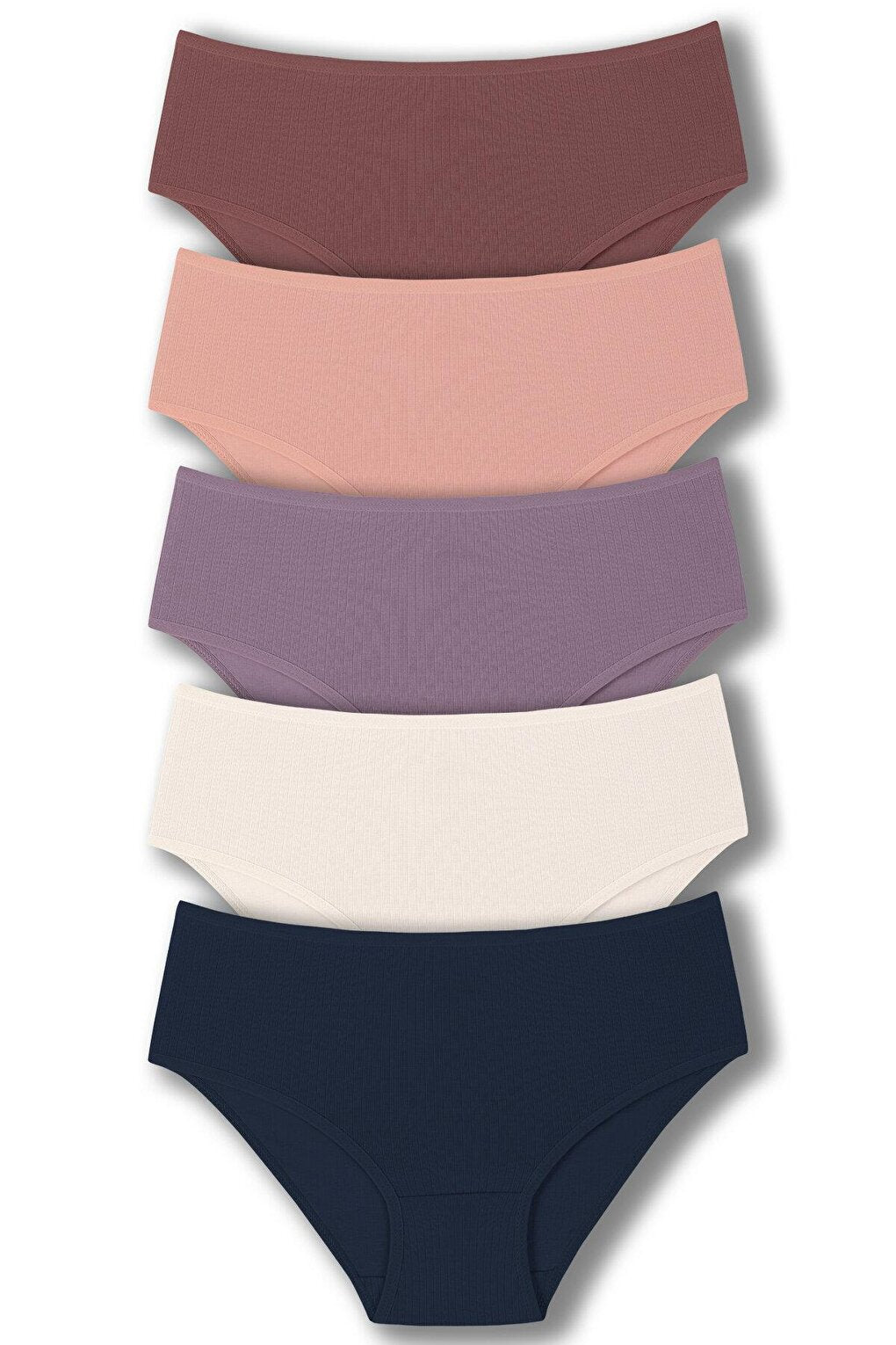 Cotton Ribbed High Waist Plus Size Women's Panties 5-pack