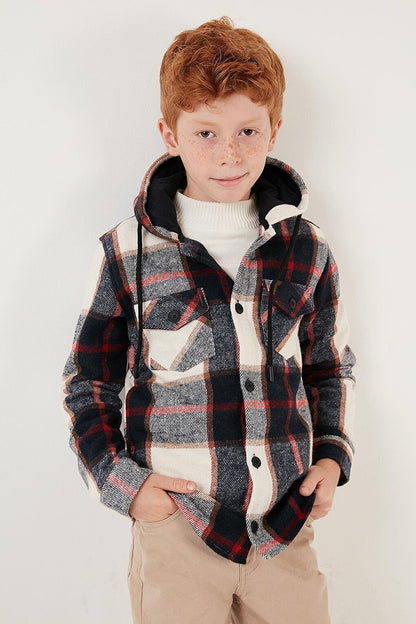 Hooded Pocketed Plaid Lumberjack Shirt CF24W81782