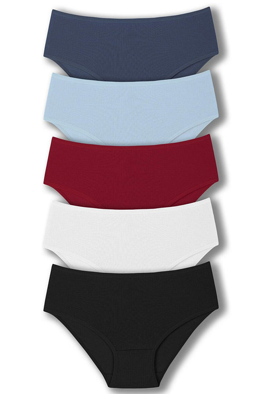 Cotton Ribbed High Waist Plus Size Women's Panties 5-pack