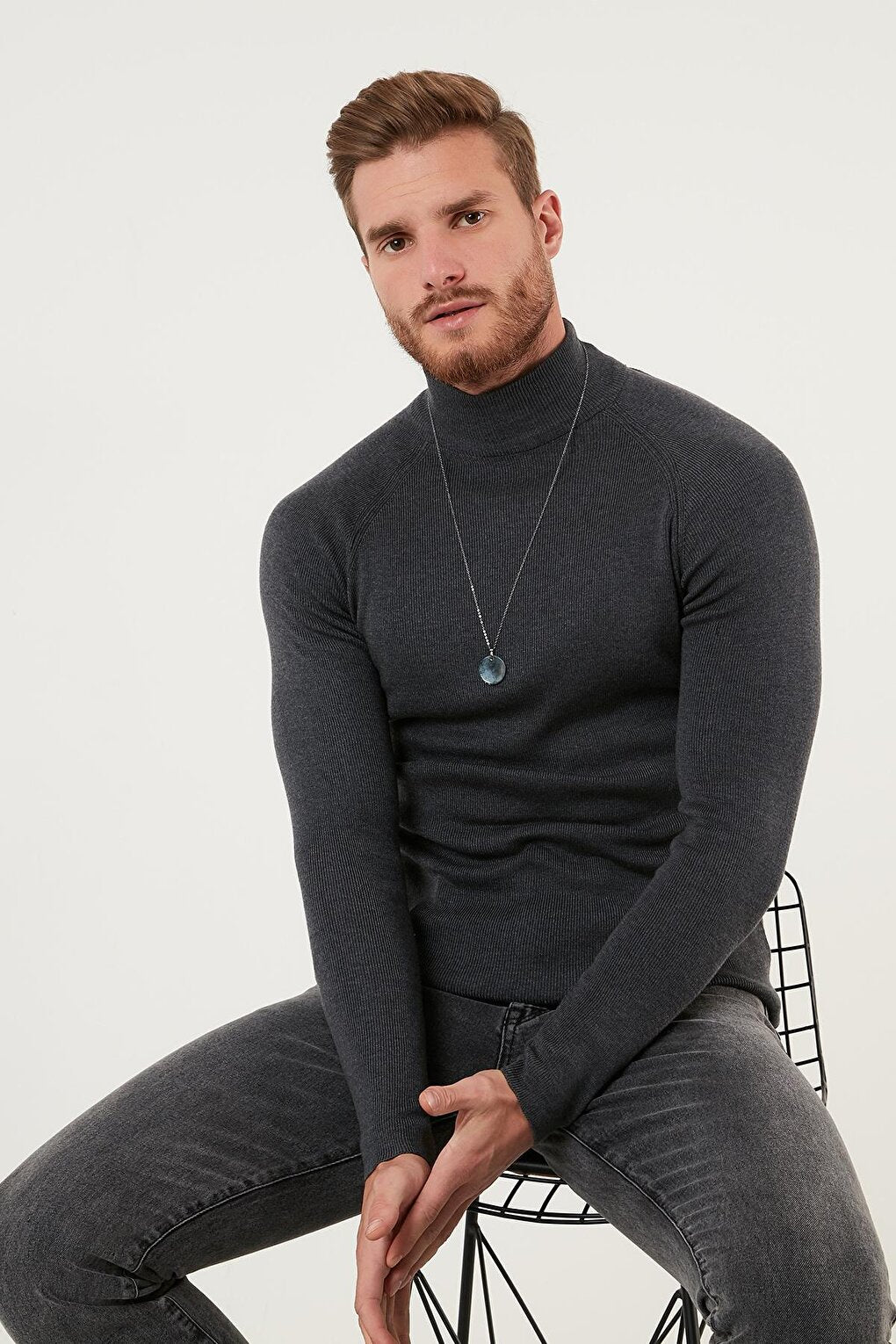 Slim Fit Turtleneck Cotton Knitwear Sweater 6353460