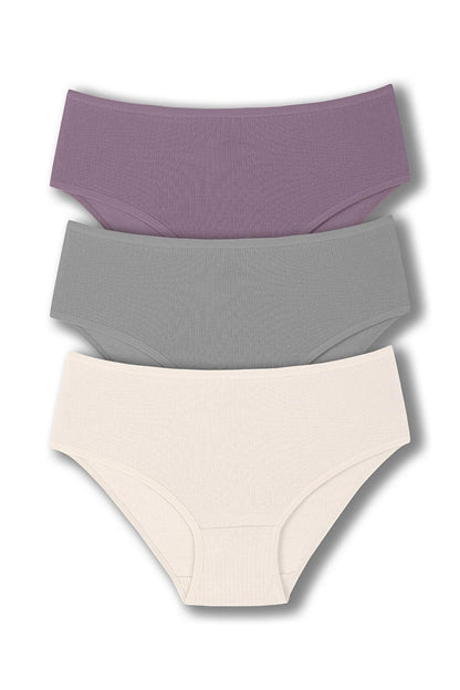 Cotton Ribbed High Waist Plus Size Women's Panties 3-Piece