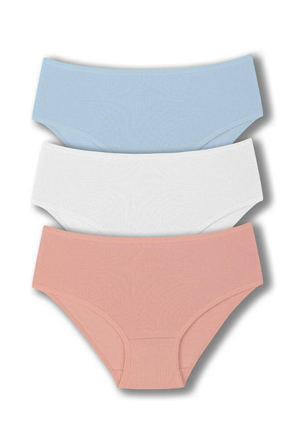 Cotton Ribbed High Waist Plus Size Women's Panties 3-Piece