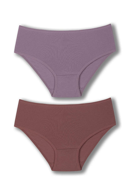 Cotton Ribbed High Waist Plus Size Women's Panties 2-pack