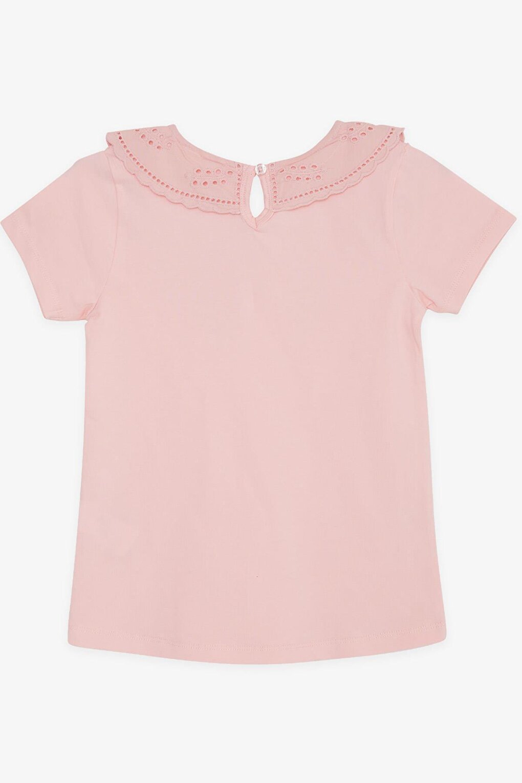 Girl's T-Shirt Collar with Laced Embroidery in Pink (6-12 Years)