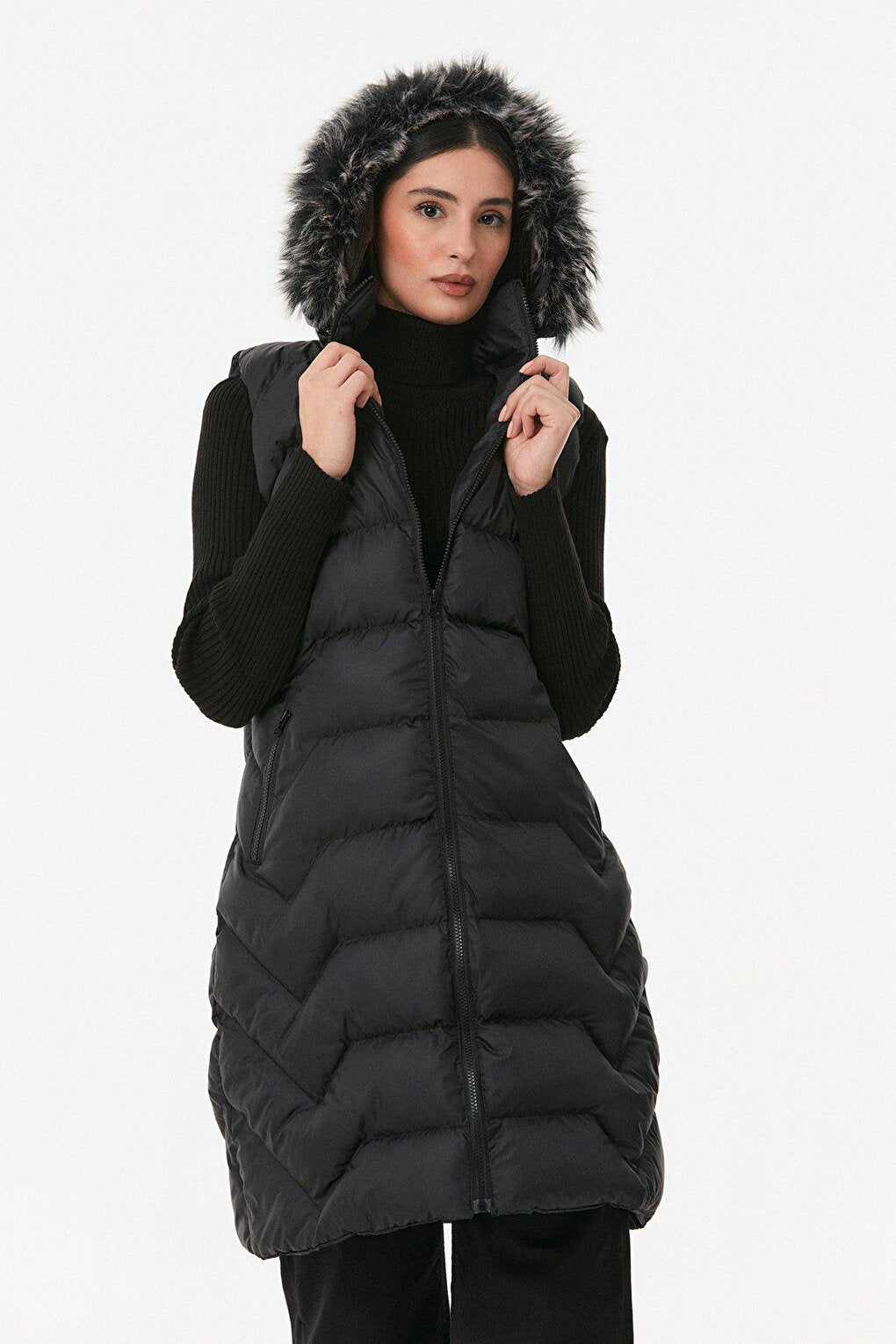 Hooded Vest with Zipper Pockets