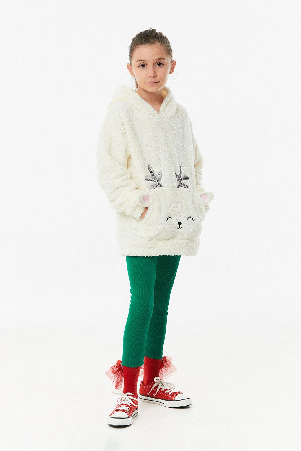 Sequined Embroidered Girls Sweatshirt