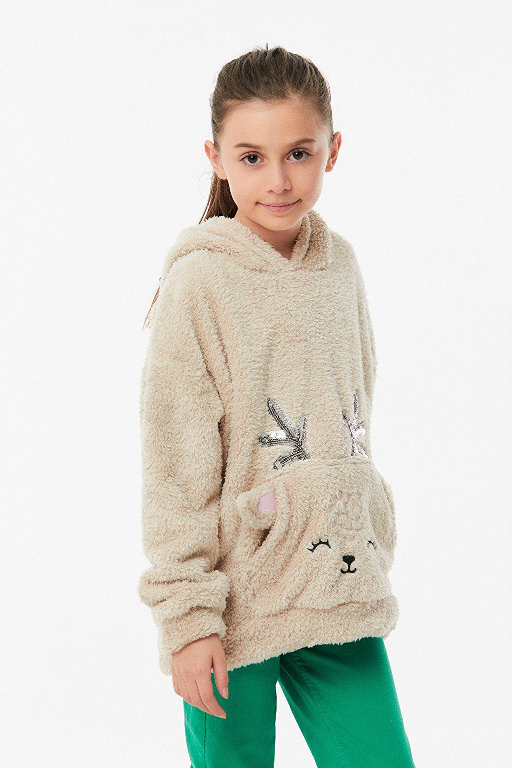 Sequined Embroidered Girls Sweatshirt