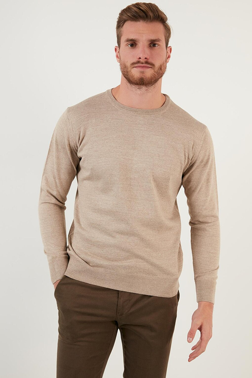 Wool Slim Fit Crew Neck Knitwear Sweater 518BICYCLE