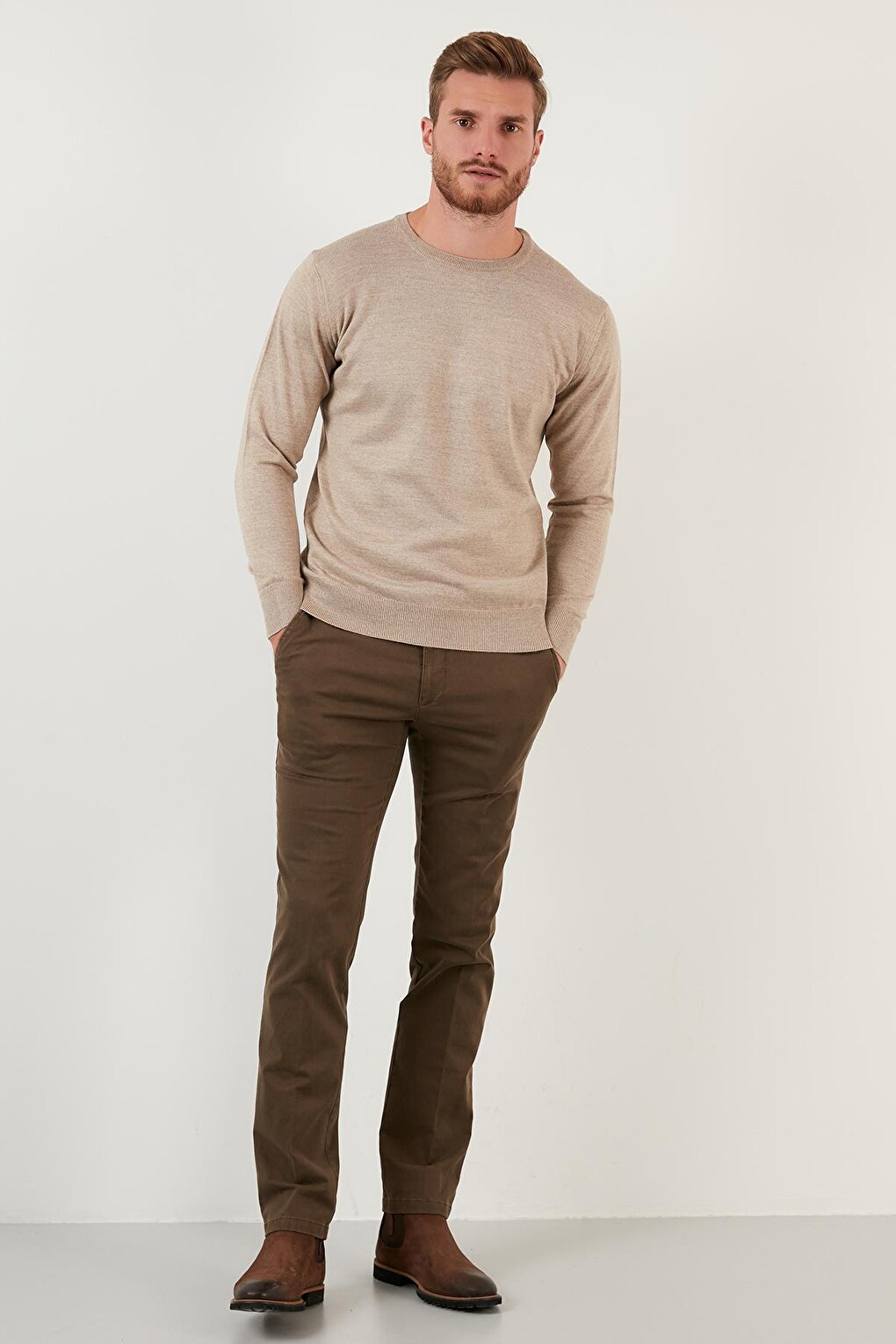 Wool Slim Fit Crew Neck Knitwear Sweater 518BICYCLE