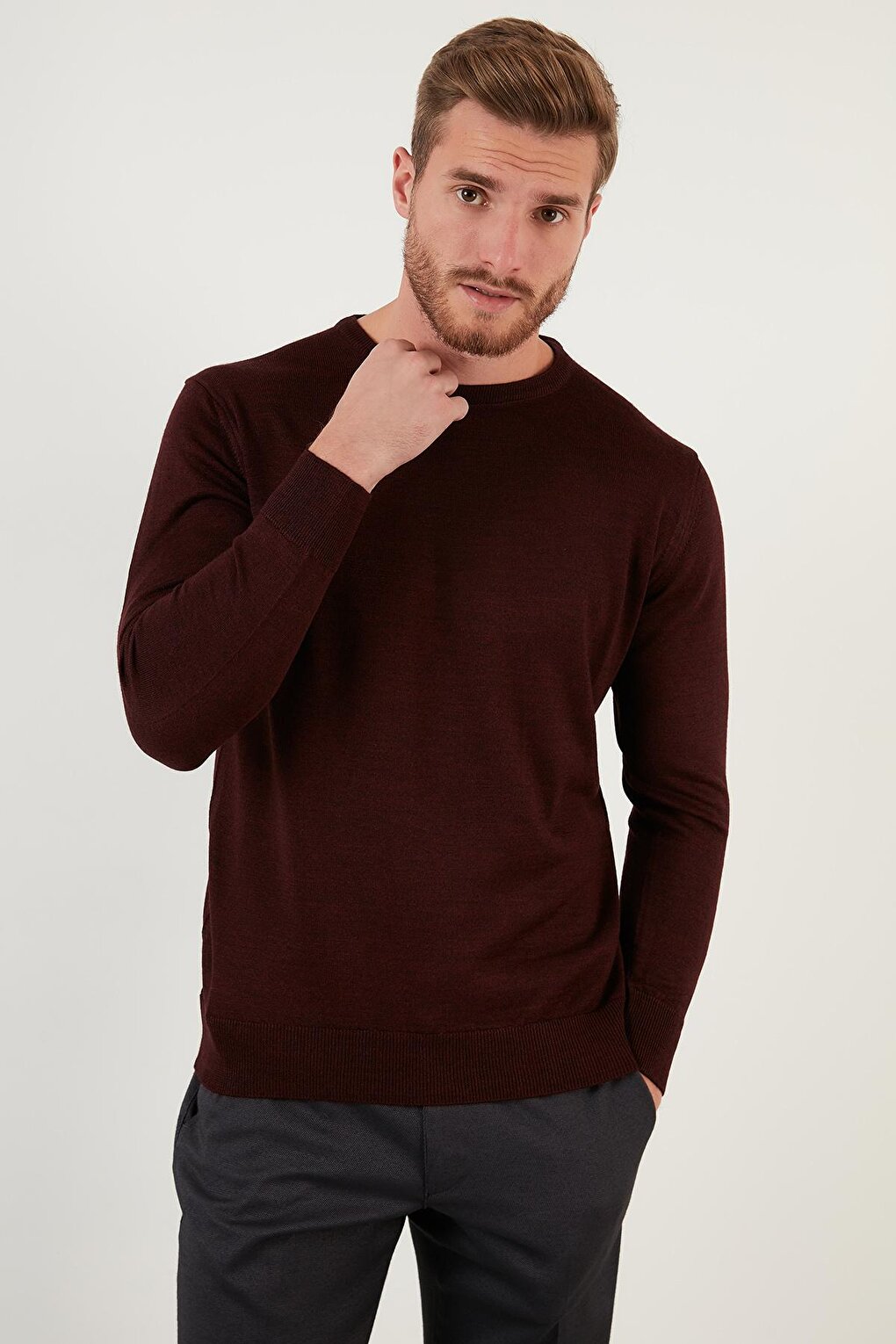 Wool Slim Fit Crew Neck Knitwear Sweater 518BICYCLE