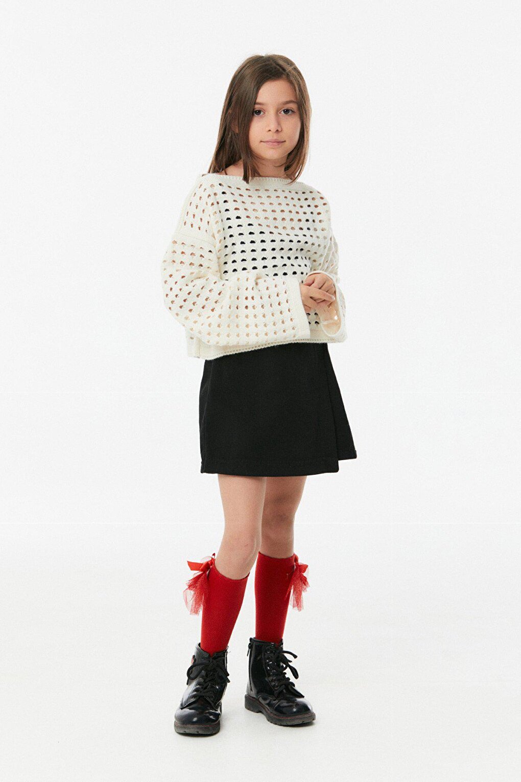 Openwork Girl's Knitwear Sweater