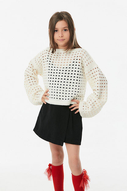 Openwork Girl's Knitwear Sweater